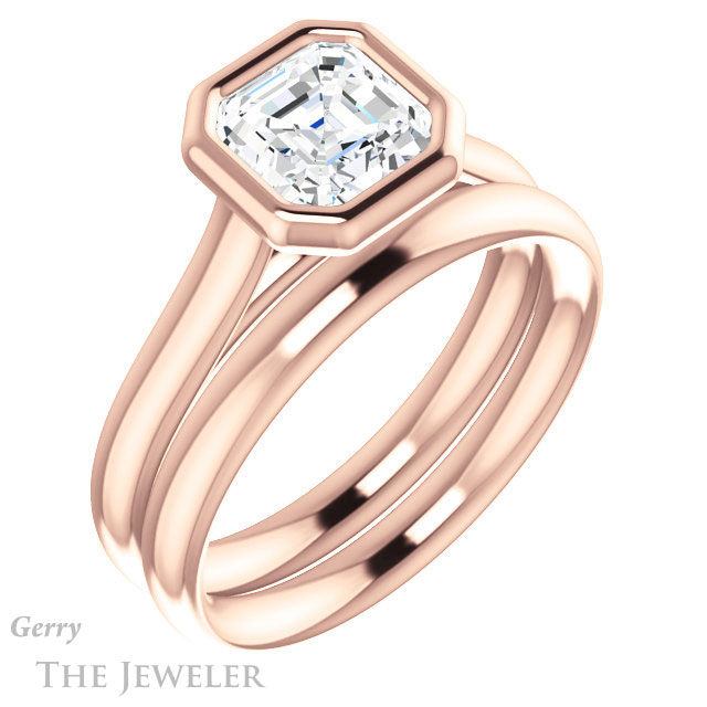 14k Rose Gold Asscher Cut Forever One Engagement Ring Setting #GTJ1170-asscher-fo-r 6 14k Rose Gold Asscher Cut Forever One Engagement Ring Setting #GTJ1170-asscher-fo-r