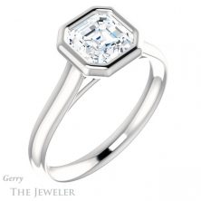14k White Gold Asscher Cut Forever One Engagement Ring Setting #GTJ1170-asscher-fo-w