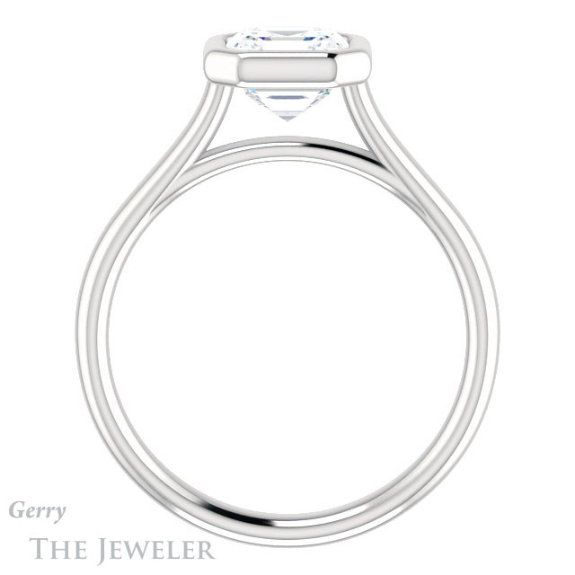 14k White Gold Asscher Cut Forever One Engagement Ring Setting #GTJ1170-asscher-fo-w