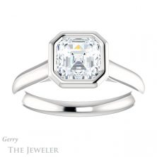 14k White Gold Asscher Cut Forever One Engagement Ring Setting #GTJ1170-asscher-fo-w