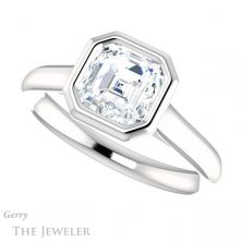 14k White Gold Asscher Cut Forever One Engagement Ring Setting #GTJ1170-asscher-fo-w