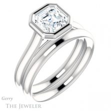14k White Gold Asscher Cut Forever One Engagement Ring Setting #GTJ1170-asscher-fo-w