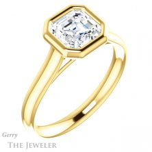 14k Yellow Gold Asscher Cut Forever One Engagement Ring Setting #GTJ1170-asscher-fo-y 4 14k Yellow Gold Asscher Cut Forever One Engagement Ring Setting #GTJ1170-asscher-fo-y