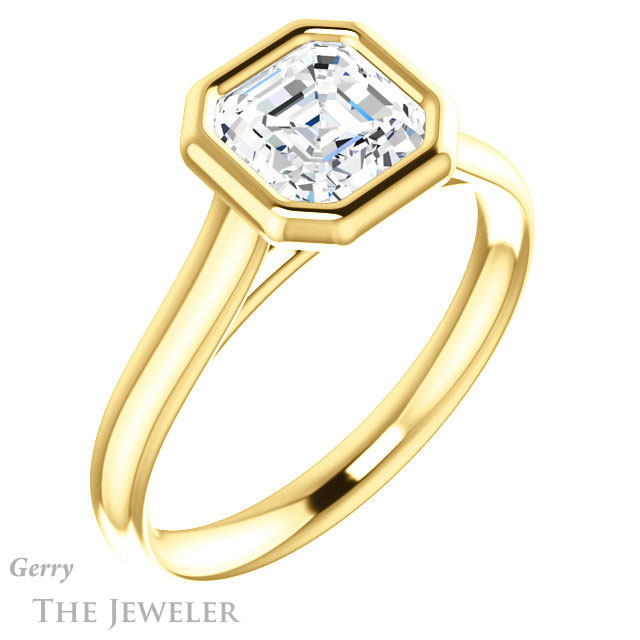 14k Yellow Gold Asscher Cut Forever One Engagement Ring Setting #GTJ1170-asscher-fo-y 4 14k Yellow Gold Asscher Cut Forever One Engagement Ring Setting #GTJ1170-asscher-fo-y