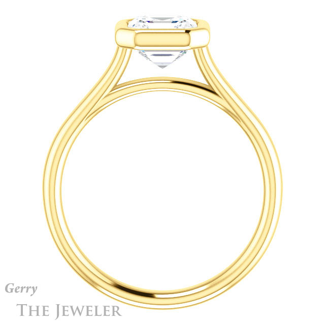 14k Yellow Gold Asscher Cut Forever One Engagement Ring Setting #GTJ1170-asscher-fo-y