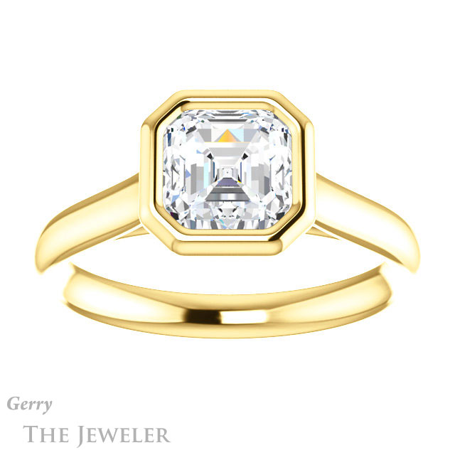 14k Yellow Gold Asscher Cut Forever One Engagement Ring Setting #GTJ1170-asscher-fo-y