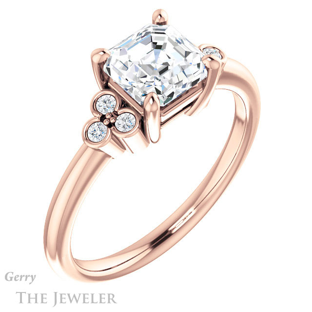 14k Rose Gold Asscher Cut Forever One Engagement Ring Setting #GTJ1172-asscher-fo-r 4 14k Rose Gold Asscher Cut Forever One Engagement Ring Setting #GTJ1172-asscher-fo-r