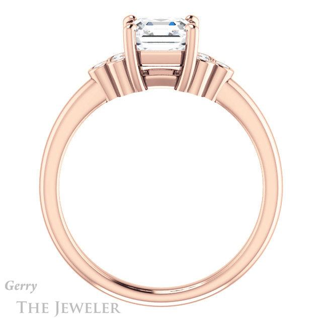 14k Rose Gold Asscher Cut Forever One Engagement Ring Setting #GTJ1172-asscher-fo-r