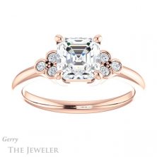 14k Rose Gold Asscher Cut Forever One Engagement Ring Setting #GTJ1172-asscher-fo-r 1 14k Rose Gold Asscher Cut Forever One Engagement Ring Setting #GTJ1172-asscher-fo-r