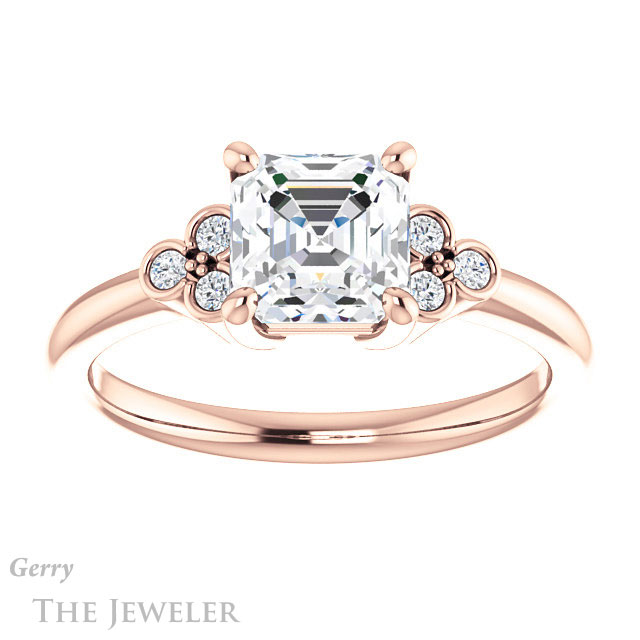 14k Rose Gold Asscher Cut Forever One Engagement Ring Setting #GTJ1172-asscher-fo-r