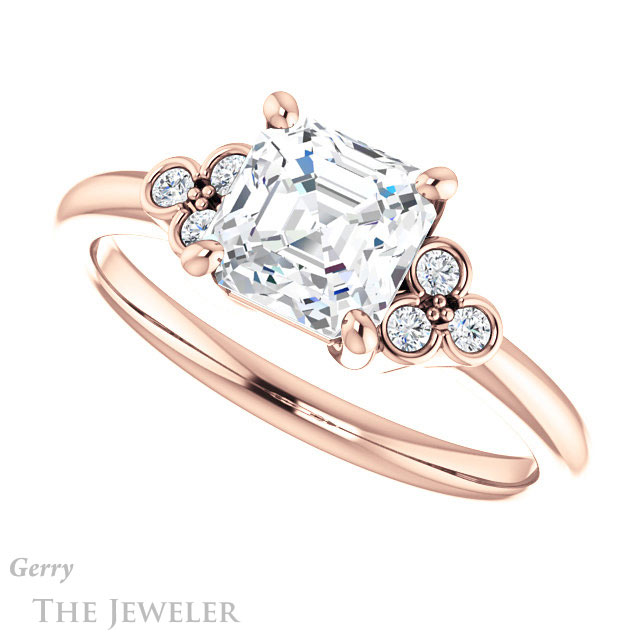 14k Rose Gold Asscher Cut Forever One Engagement Ring Setting #GTJ1172-asscher-fo-r 5 14k Rose Gold Asscher Cut Forever One Engagement Ring Setting #GTJ1172-asscher-fo-r