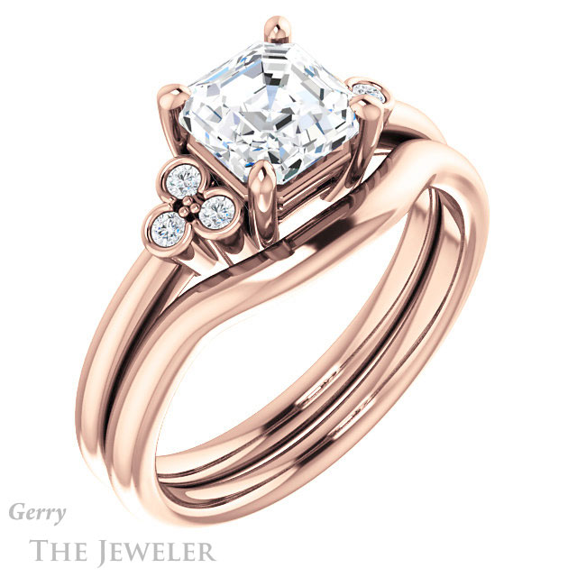 14k Rose Gold Asscher Cut Forever One Engagement Ring Setting #GTJ1172-asscher-fo-r 6 14k Rose Gold Asscher Cut Forever One Engagement Ring Setting #GTJ1172-asscher-fo-r