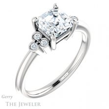 14k White Gold Asscher Cut Forever One Engagement Ring Setting #GTJ1172-asscher-fo-w 4 14k White Gold Asscher Cut Forever One Engagement Ring Setting #GTJ1172-asscher-fo-w