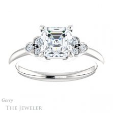 14k White Gold Asscher Cut Forever One Engagement Ring Setting #GTJ1172-asscher-fo-w 1 14k White Gold Asscher Cut Forever One Engagement Ring Setting #GTJ1172-asscher-fo-w