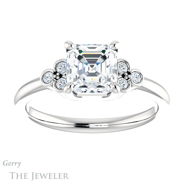 14k White Gold Asscher Cut Forever One Engagement Ring Setting #GTJ1172-asscher-fo-w