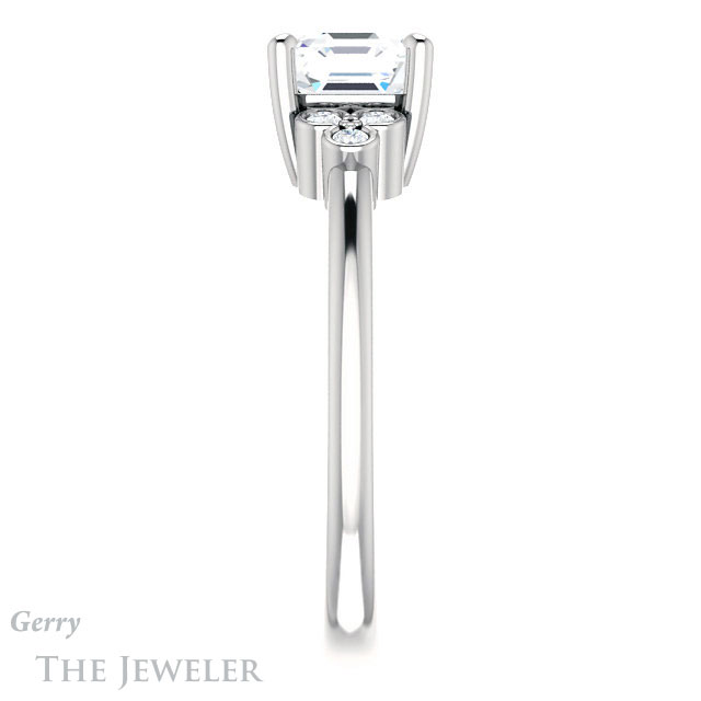 14k White Gold Asscher Cut Forever One Engagement Ring Setting #GTJ1172-asscher-fo-w 3 14k White Gold Asscher Cut Forever One Engagement Ring Setting #GTJ1172-asscher-fo-w