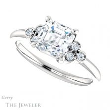 14k White Gold Asscher Cut Forever One Engagement Ring Setting #GTJ1172-asscher-fo-w 5 14k White Gold Asscher Cut Forever One Engagement Ring Setting #GTJ1172-asscher-fo-w