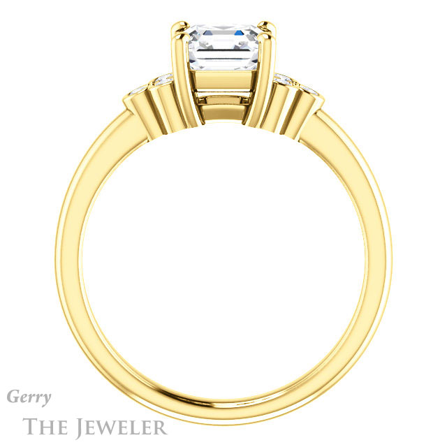 14k Yellow Gold Asscher Cut Forever One Engagement Ring Setting #GTJ1172-asscher-fo-y