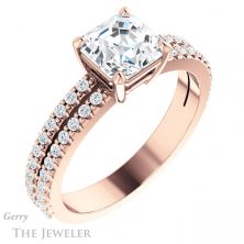 14k Rose Gold Asscher Cut Forever One Engagement Ring Setting #GTJ1173-asscher-fo-r