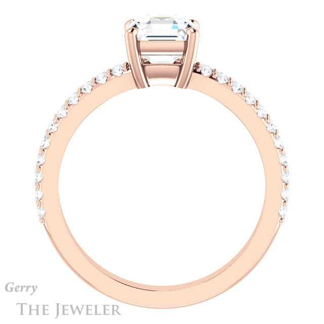 14k Rose Gold Asscher Cut Forever One Engagement Ring Setting #GTJ1173-asscher-fo-r