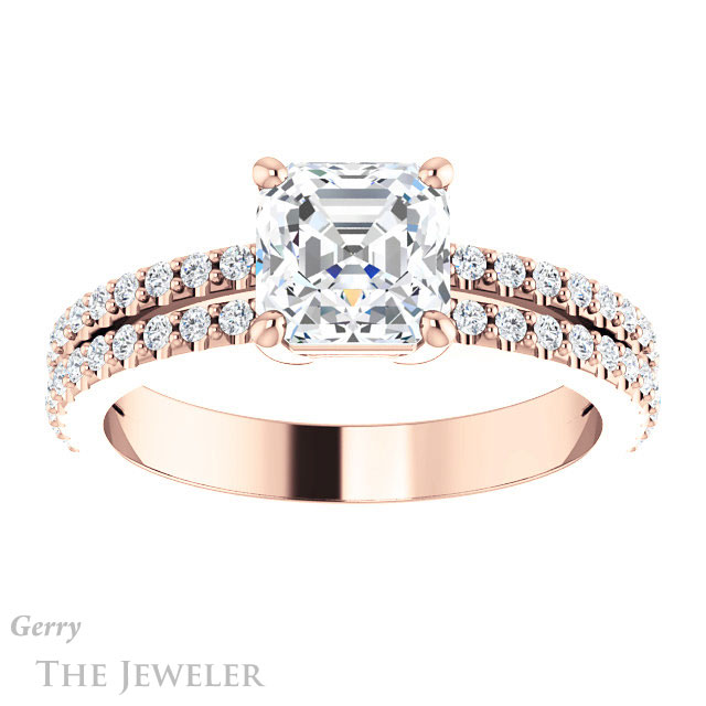 14k Rose Gold Asscher Cut Forever One Engagement Ring Setting #GTJ1173-asscher-fo-r