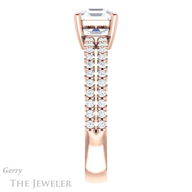 14k Rose Gold Asscher Cut Forever One Engagement Ring Setting #GTJ1173-asscher-fo-r