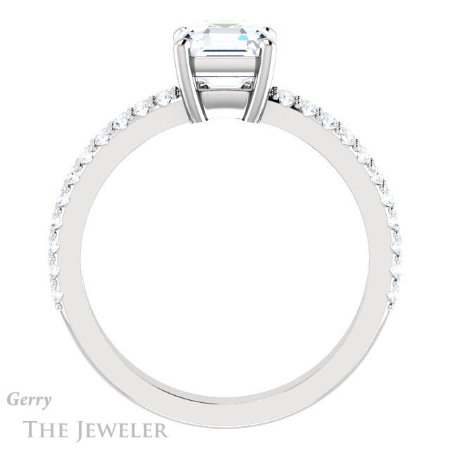 14k White Gold Asscher Cut Forever One Engagement Ring Setting #GTJ1173-asscher-fo-w