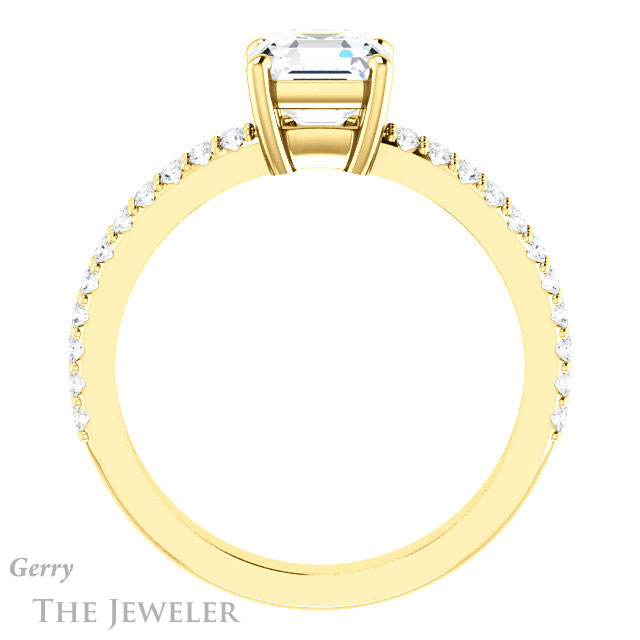 14k Yellow Gold Asscher Cut Forever One Engagement Ring Setting #GTJ1173-asscher-fo-y