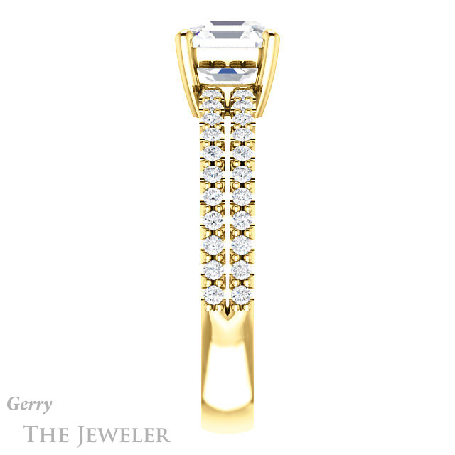14k Yellow Gold Asscher Cut Forever One Engagement Ring Setting #GTJ1173-asscher-fo-y 3 14k Yellow Gold Asscher Cut Forever One Engagement Ring Setting #GTJ1173-asscher-fo-y