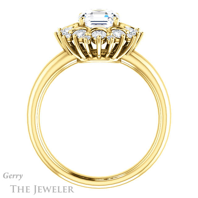 Asscher Cut Forever One Engagement Ring Setting #GTJ1174-asscher-fo-y | Gerry The Jeweler 14k Yellow Gold Asscher Cut Forever One Engagement Ring Setting #GTJ1174-asscher-fo-y