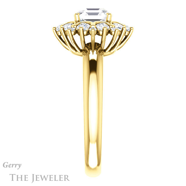 Asscher Cut Forever One Engagement Ring Setting #GTJ1174-asscher-fo-y | Gerry The Jeweler 14k Yellow Gold Asscher Cut Forever One Engagement Ring Setting #GTJ1174-asscher-fo-y