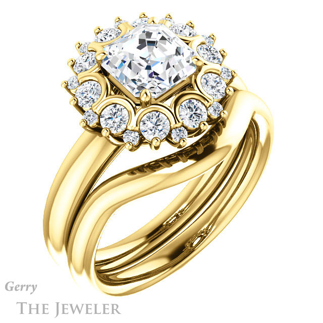 Asscher Cut Forever One Engagement Ring Setting #GTJ1174-asscher-fo-y | Gerry The Jeweler 14k Yellow Gold Asscher Cut Forever One Engagement Ring Setting #GTJ1174-asscher-fo-y