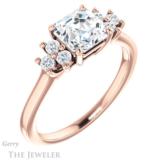 14k Rose Gold Asscher Cut Forever One Engagement Ring Setting #GTJ1176-asscher-fo-r 4 14k Rose Gold Asscher Cut Forever One Engagement Ring Setting #GTJ1176-asscher-fo-r