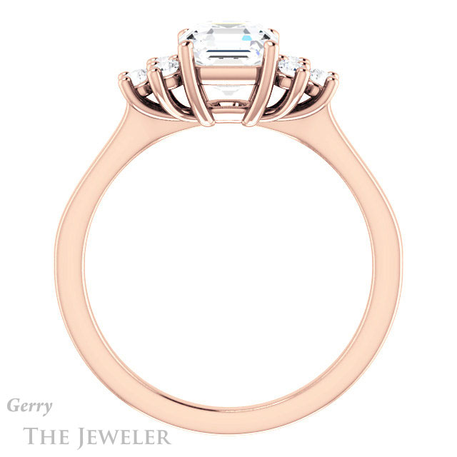 14k Rose Gold Asscher Cut Forever One Engagement Ring Setting #GTJ1176-asscher-fo-r