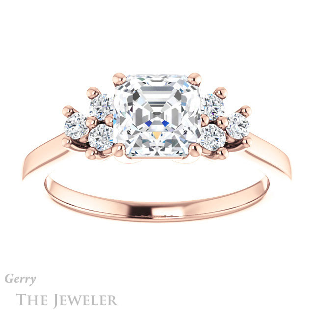 14k Rose Gold Asscher Cut Forever One Engagement Ring Setting #GTJ1176-asscher-fo-r