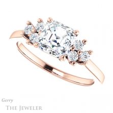 14k Rose Gold Asscher Cut Forever One Engagement Ring Setting #GTJ1176-asscher-fo-r 5 14k Rose Gold Asscher Cut Forever One Engagement Ring Setting #GTJ1176-asscher-fo-r