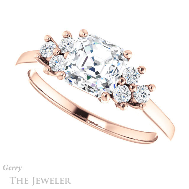 14k Rose Gold Asscher Cut Forever One Engagement Ring Setting #GTJ1176-asscher-fo-r 5 14k Rose Gold Asscher Cut Forever One Engagement Ring Setting #GTJ1176-asscher-fo-r