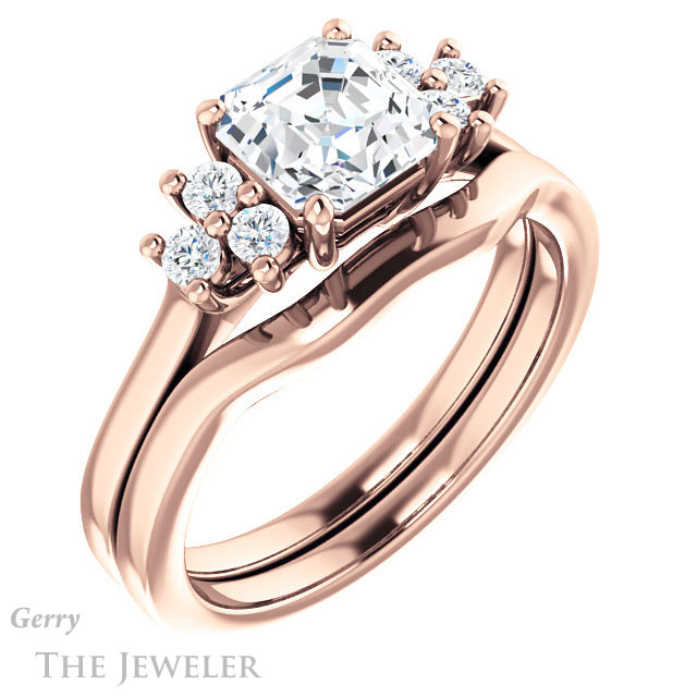 14k Rose Gold Asscher Cut Forever One Engagement Ring Setting #GTJ1176-asscher-fo-r 6 14k Rose Gold Asscher Cut Forever One Engagement Ring Setting #GTJ1176-asscher-fo-r
