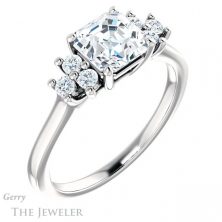 14k White Gold Asscher Cut Forever One Engagement Ring Setting #GTJ1176-asscher-fo-w 4 14k White Gold Asscher Cut Forever One Engagement Ring Setting #GTJ1176-asscher-fo-w