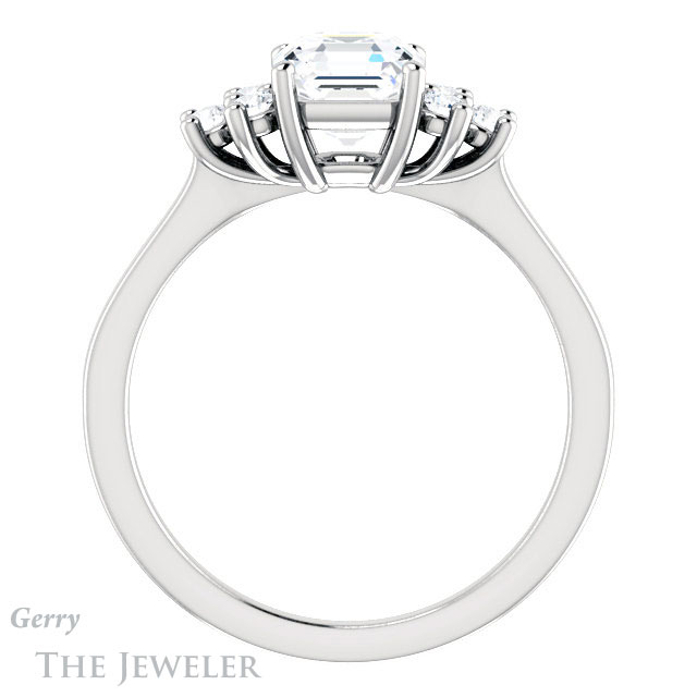 14k White Gold Asscher Cut Forever One Engagement Ring Setting #GTJ1176-asscher-fo-w