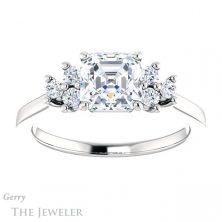14k White Gold Asscher Cut Forever One Engagement Ring Setting #GTJ1176-asscher-fo-w 1 14k White Gold Asscher Cut Forever One Engagement Ring Setting #GTJ1176-asscher-fo-w