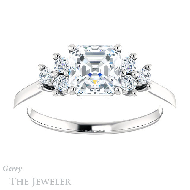 14k White Gold Asscher Cut Forever One Engagement Ring Setting #GTJ1176-asscher-fo-w
