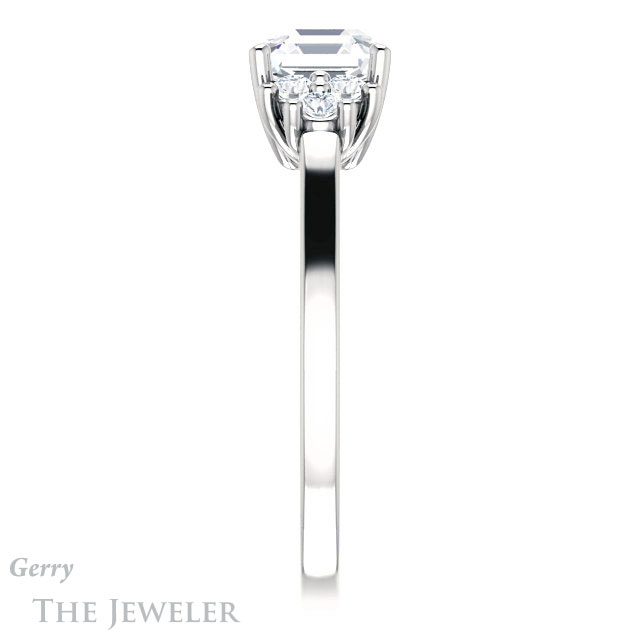 14k White Gold Asscher Cut Forever One Engagement Ring Setting #GTJ1176-asscher-fo-w 3 14k White Gold Asscher Cut Forever One Engagement Ring Setting #GTJ1176-asscher-fo-w