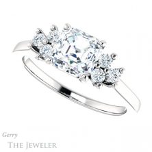 14k White Gold Asscher Cut Forever One Engagement Ring Setting #GTJ1176-asscher-fo-w 5 14k White Gold Asscher Cut Forever One Engagement Ring Setting #GTJ1176-asscher-fo-w
