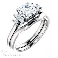 14k White Gold Asscher Cut Forever One Engagement Ring Setting #GTJ1176-asscher-fo-w 6 14k White Gold Asscher Cut Forever One Engagement Ring Setting #GTJ1176-asscher-fo-w