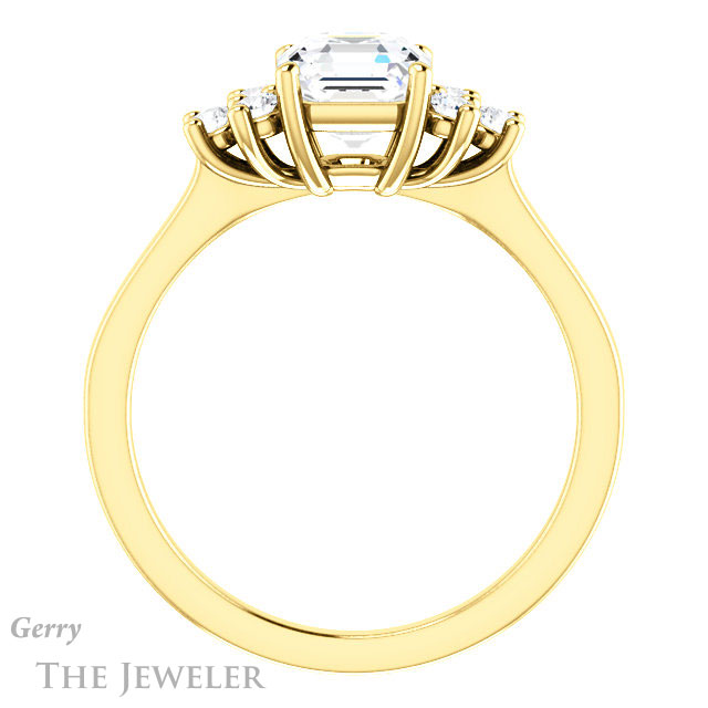 14k Yellow Gold Asscher Cut Forever One Engagement Ring Setting #GTJ1176-asscher-fo-y