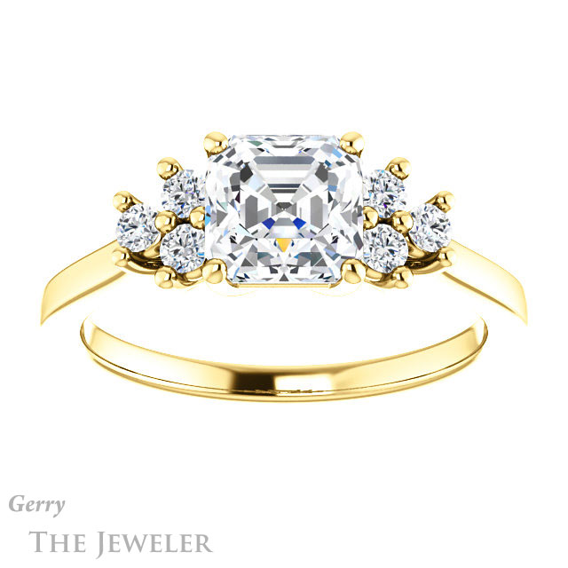 14k Yellow Gold Asscher Cut Forever One Engagement Ring Setting #GTJ1176-asscher-fo-y
