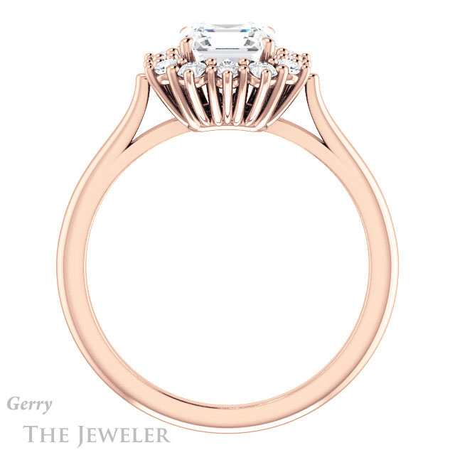 14k Rose Gold Asscher Cut Forever One Engagement Ring Setting #GTJ1177-asscher-fo-r