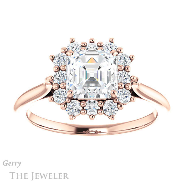 14k Rose Gold Asscher Cut Forever One Engagement Ring Setting #GTJ1177-asscher-fo-r