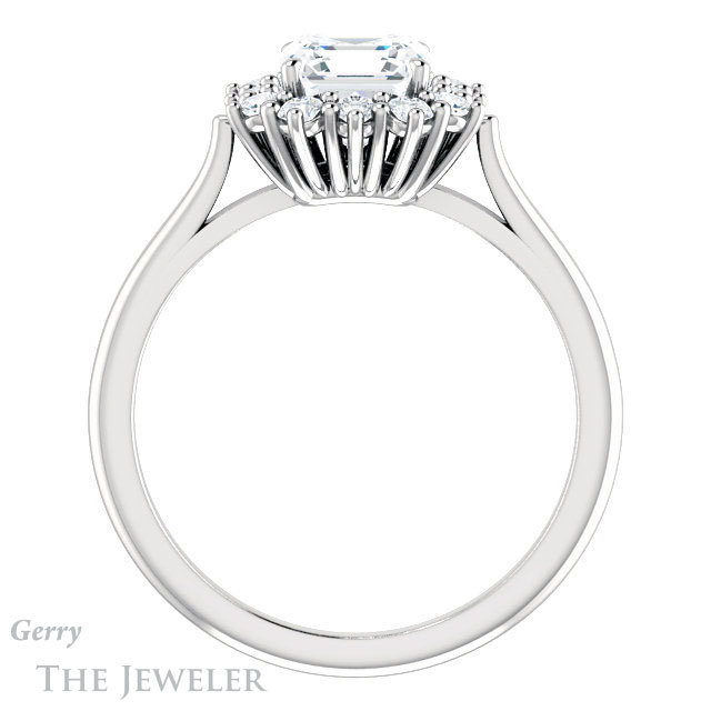 14k White Gold Asscher Cut Forever One Engagement Ring Setting #GTJ1177-asscher-fo-w